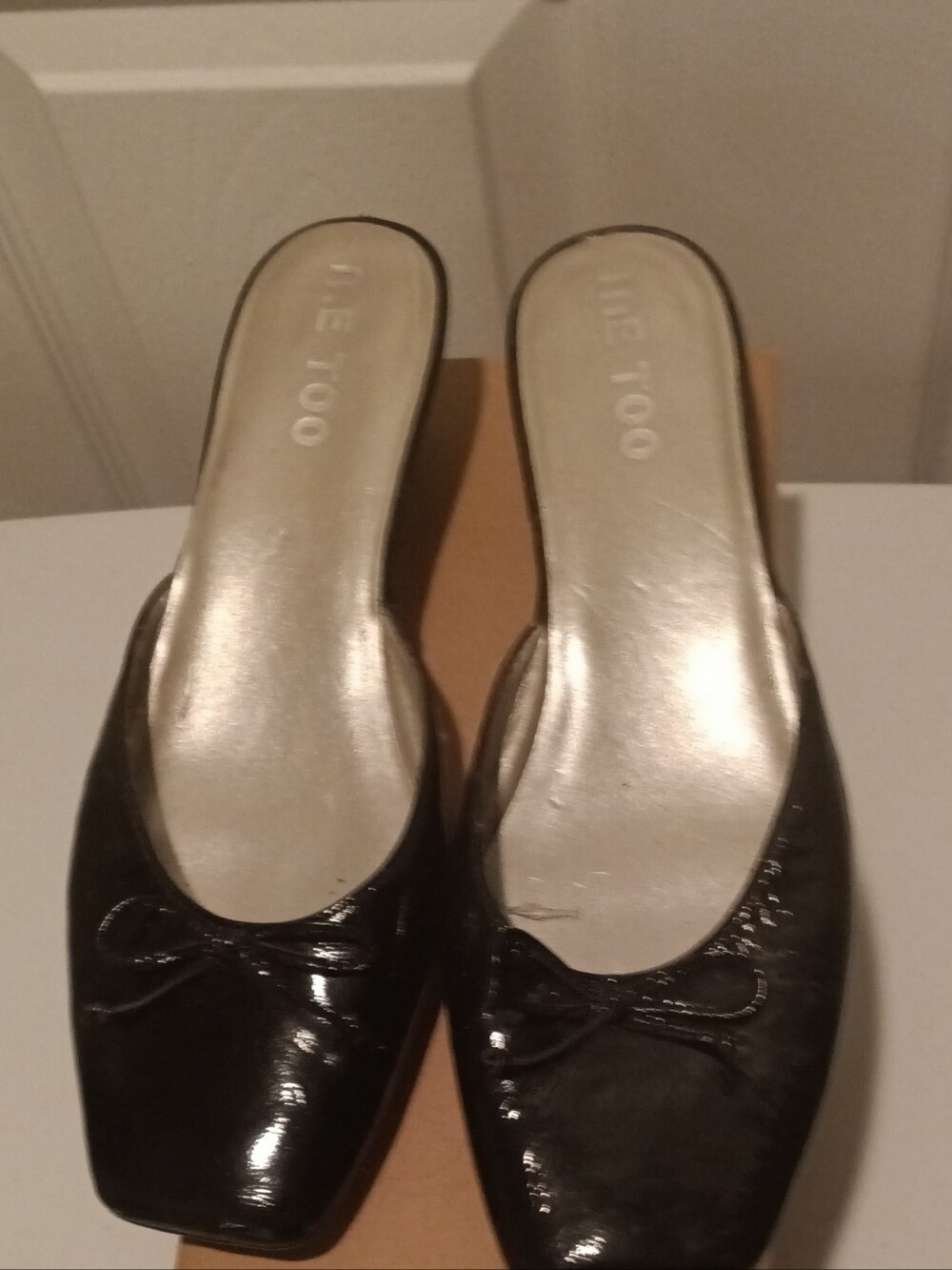 Me Too Black Patent Square-Toe Ballet Flats